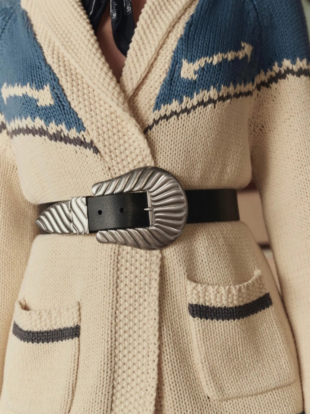 The Western Riding Cardigan Sweater ~ Robin Blue - Picture 5 of 5